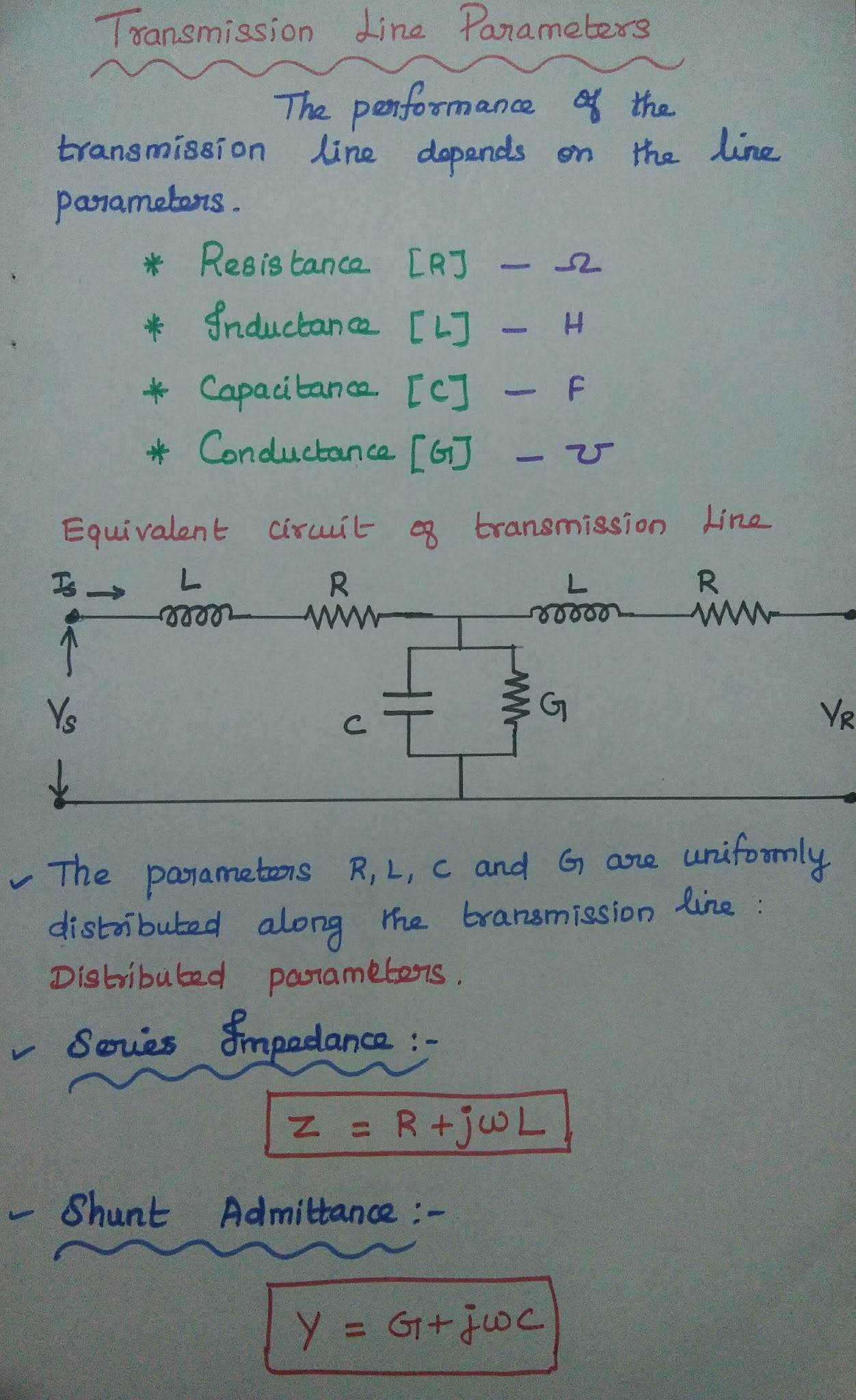 Transmission Line Parameters Primary & Secondary Constants