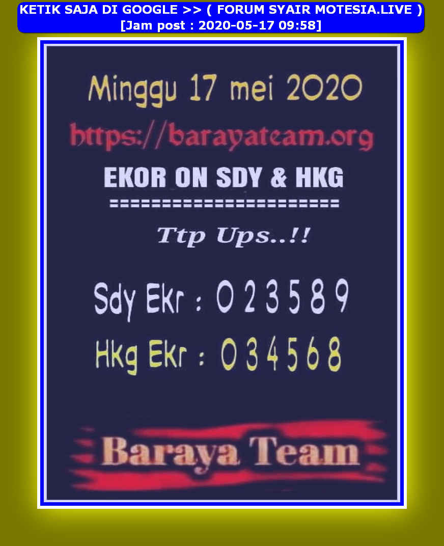 Prediksi Syair Sydney 17 Mei 2020 KODE SYAIR SGP SYAIR