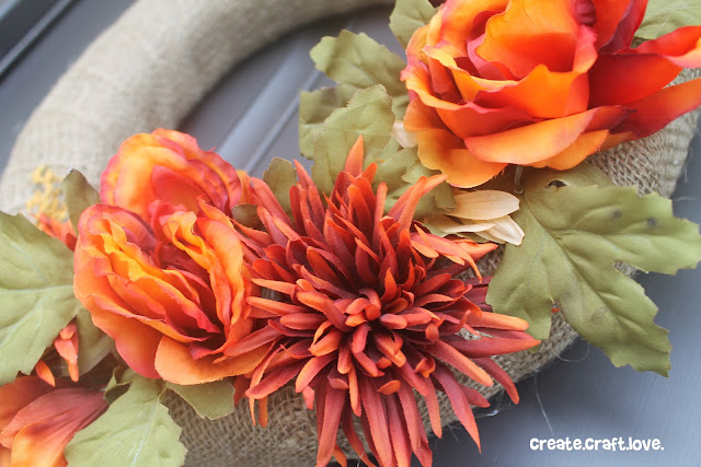 Simple Burlap Fall Wreath via createcraftlove.com #wreath #burlap #fall