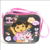 Nickelodeon Dora The Explorer & Boots Lunch Box - Insulated Lunch Bag - Long Shoulder Strap And Handle, Black, Pink Best Price