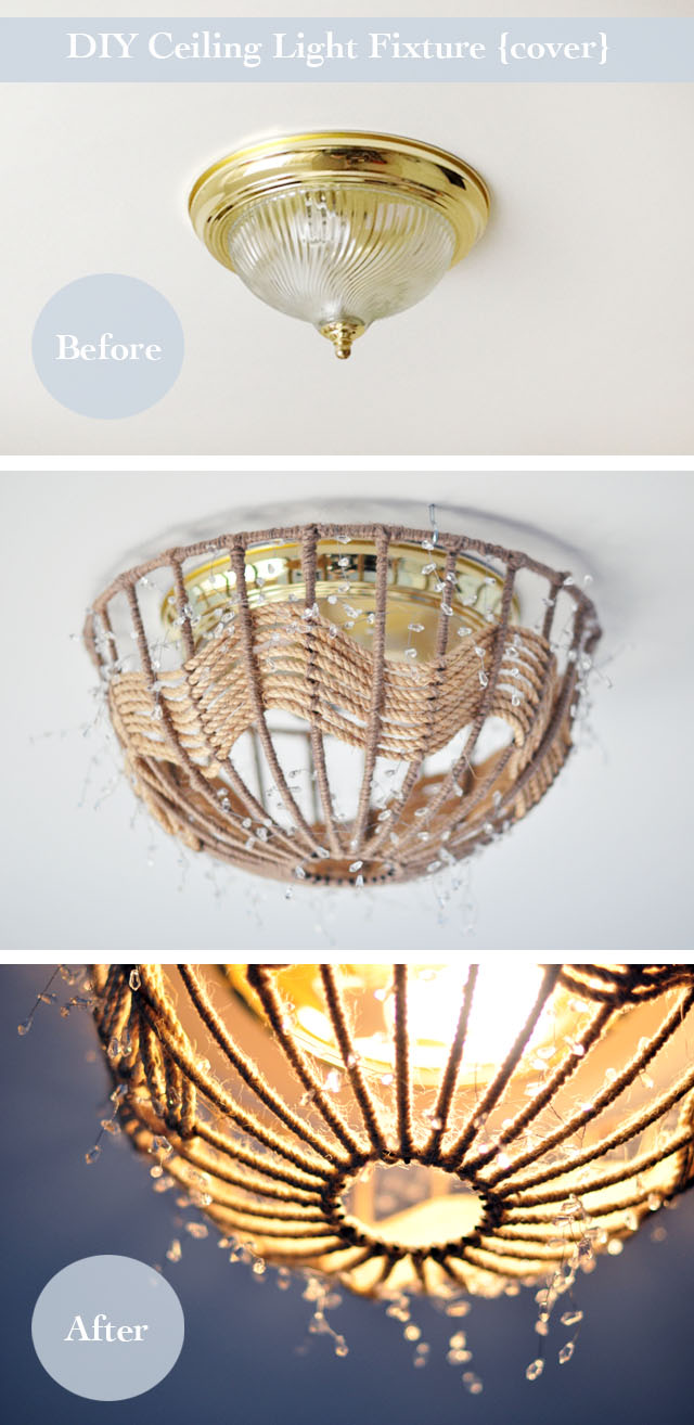 DIY Rope Pendant Lamp, How to disguise old and ugly ceiling fixtures without rewiring