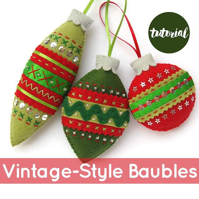 Bugs and Fishes by Lupin Free Tutorial Felt Christmas Baubles