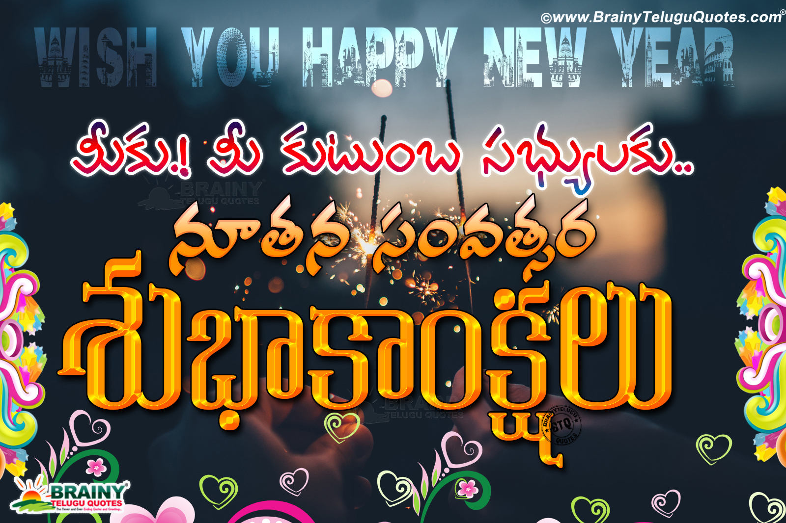 2018 Advanced New Year Greetings with hd wallpapers in Telugu Happy