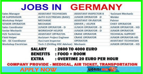 Latest Jobs in Germany – Apply Now - worldswin - jobs apply and travel
