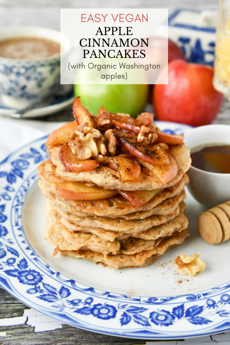 Easy Vegan Apple Cinnamon Pancakes With Buttery Apple Topping (Recipe)