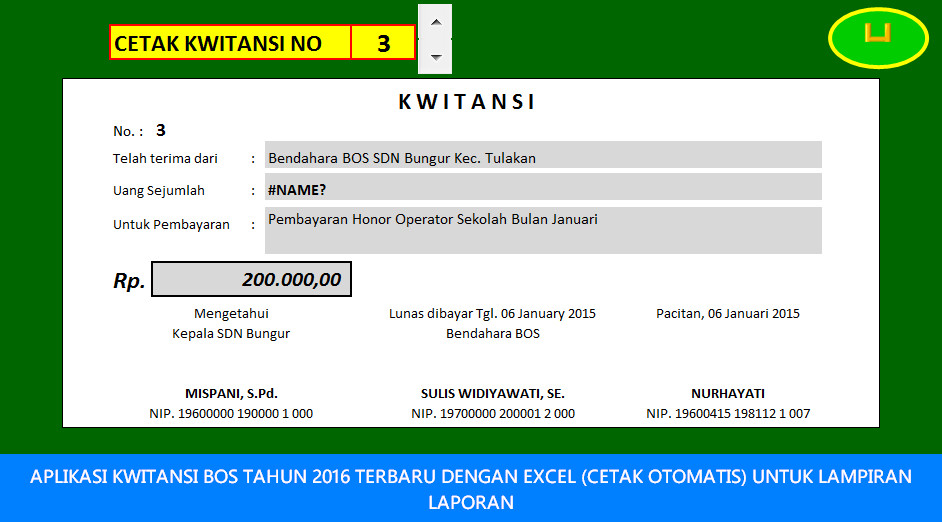 Aplikasi Kwitansi Bos Tahun 2016 Terbaru Dengan Excel Cetak