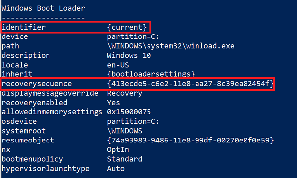 ตัวระบุปัจจุบันของ WIndows Boot Loader