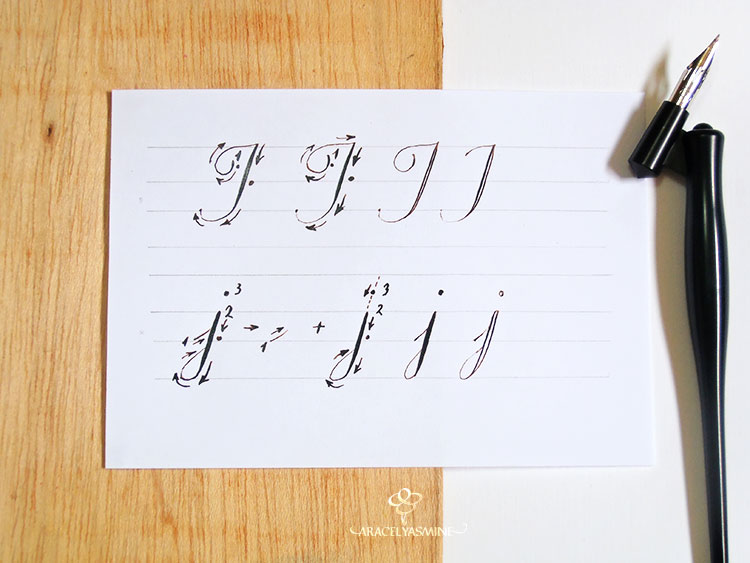 Caligrafía copperplate, ¿cómo escribir la letra J? Aracelyasmine Repujado en aluminio y