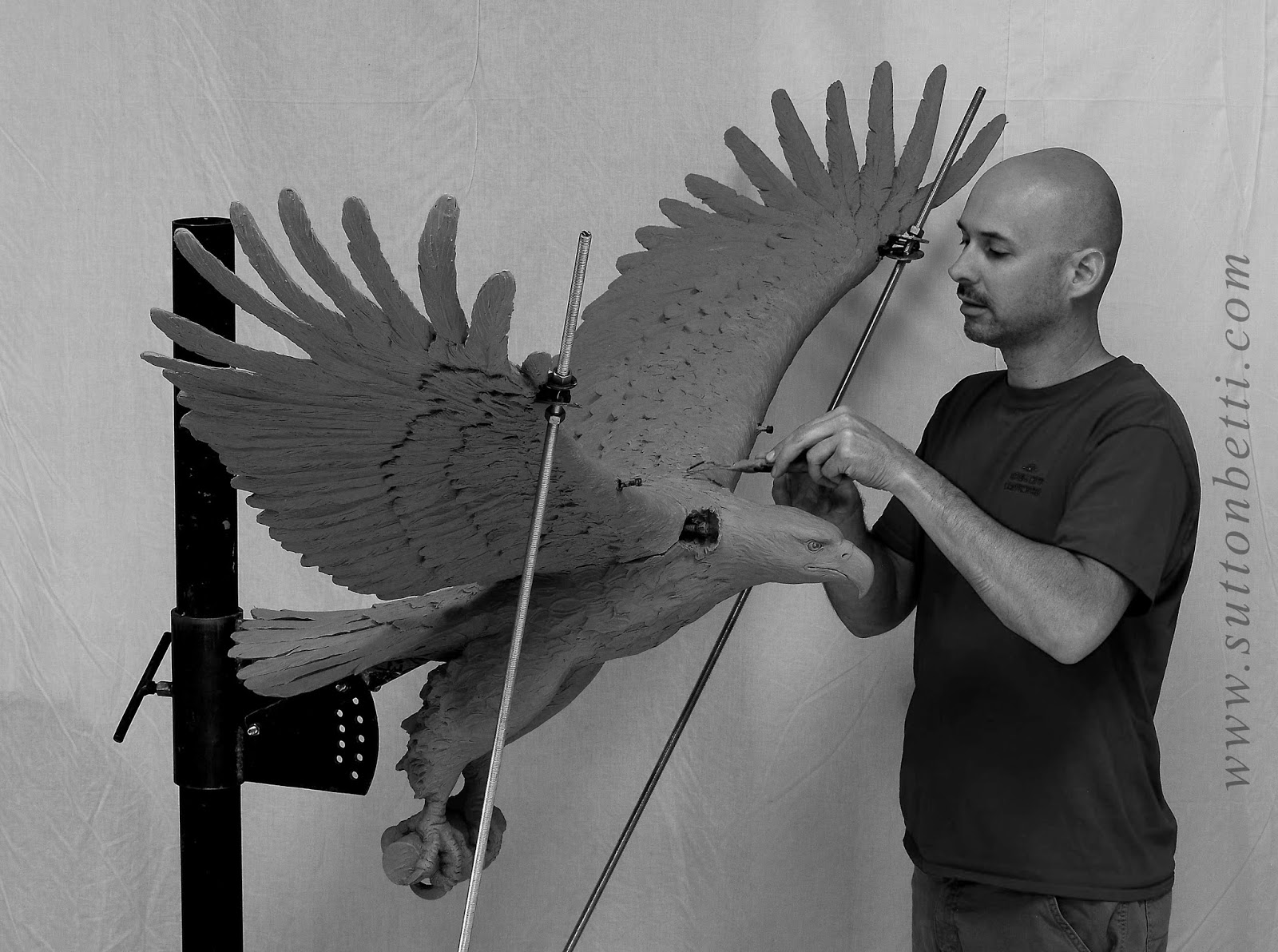 Sutton Betti Sculpture and Drawings: #127, bald eagle sculpture, in