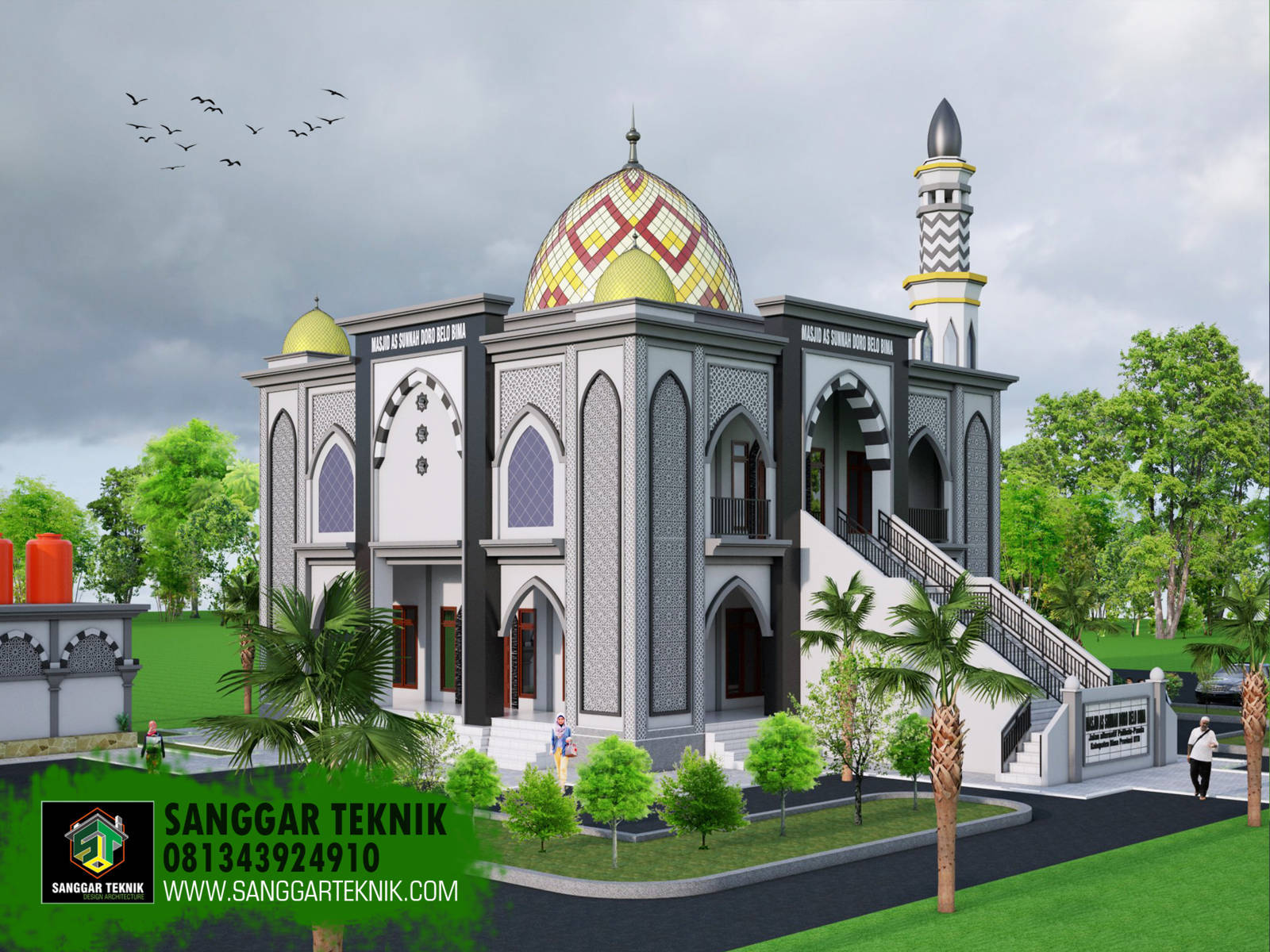 DESAIN MASJID MINIMALIS 15X15 ( 2 LANTAI ) SANGGAR TEKNIK
