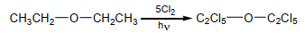 التفاعل مع الهالوجينات  : تتفاعل الإيثرات مع الكل ور والبروم باستبدال ذرة الهيدروجين المرتبطة بذرة الكربون المكونة للرابطة الإيثرية .