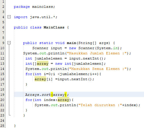 Program Mengurutkan Angka Kecil ke Besar Dengan Java Aoi