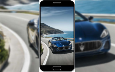 Maserati GranTurismo Bleue Beau Paysage - Fond d'Écran en QHD pour Mobile