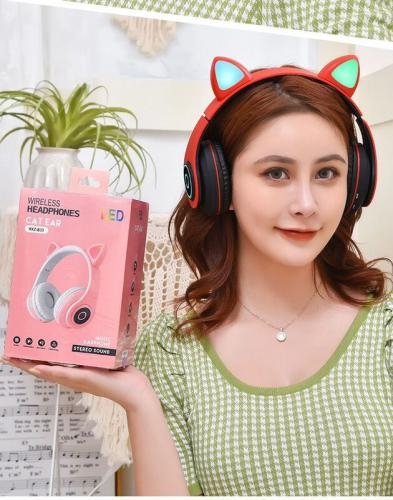 [ CHÍNH HÃNG ] Tai Nghe Mèo Bluetooth, Tai Mèo Dễ Thương Có Mic,Âm Bass Mạnh Mẽ