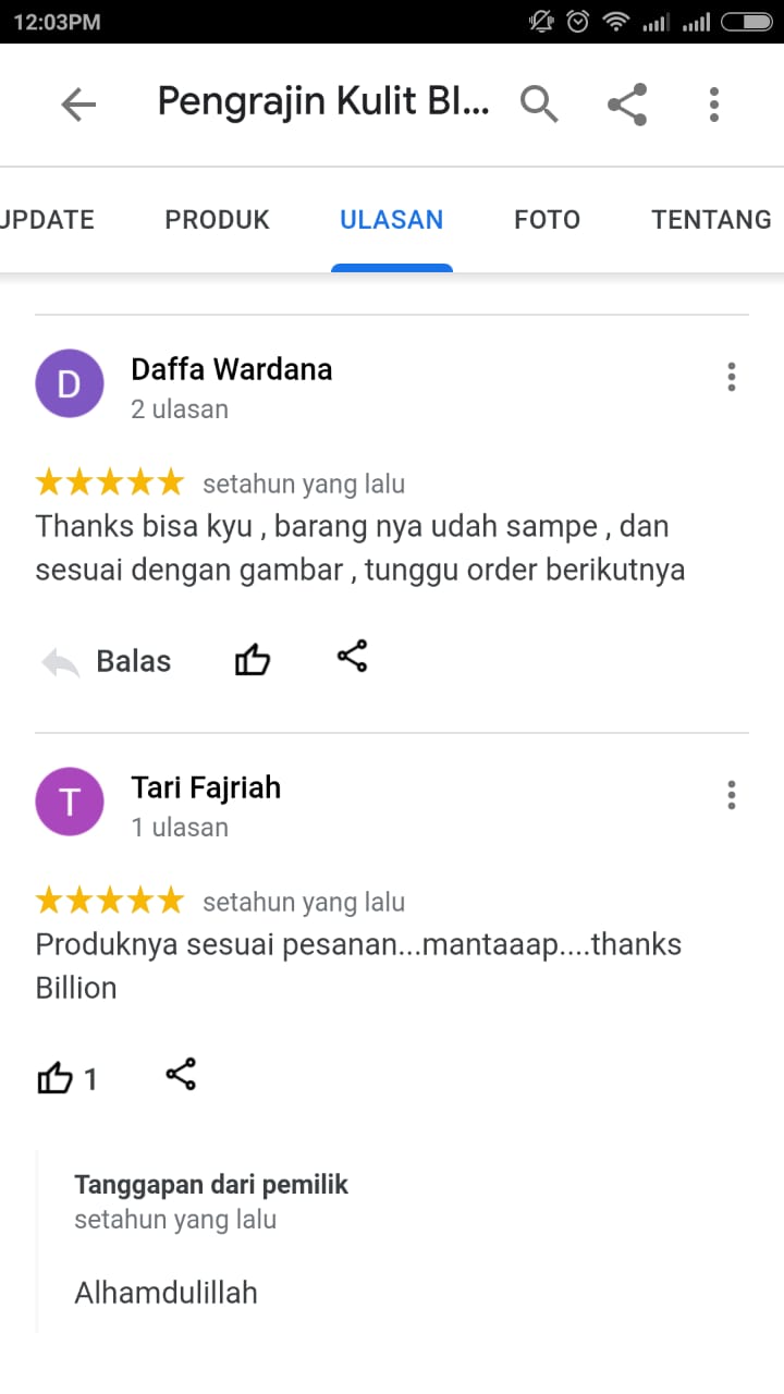 Testimoni Pelanggan Pengrajin Billion