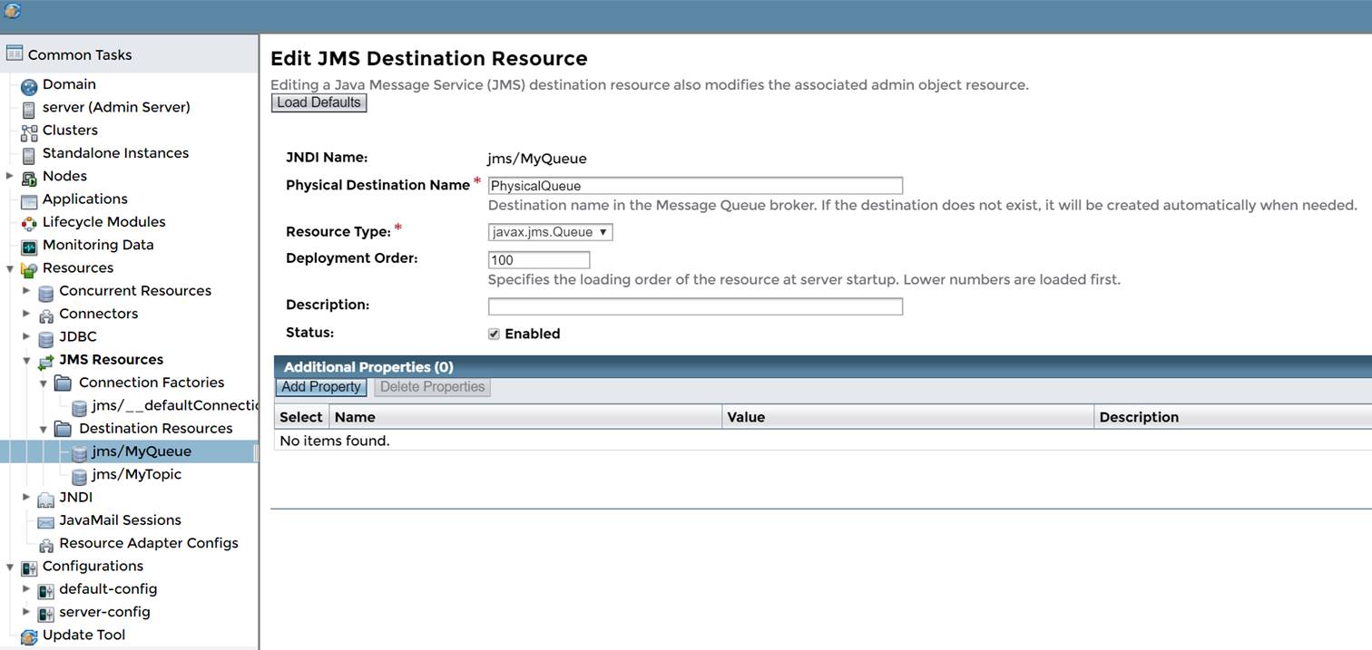 Glassfish 4.1.2 Java EE functionalities JMS