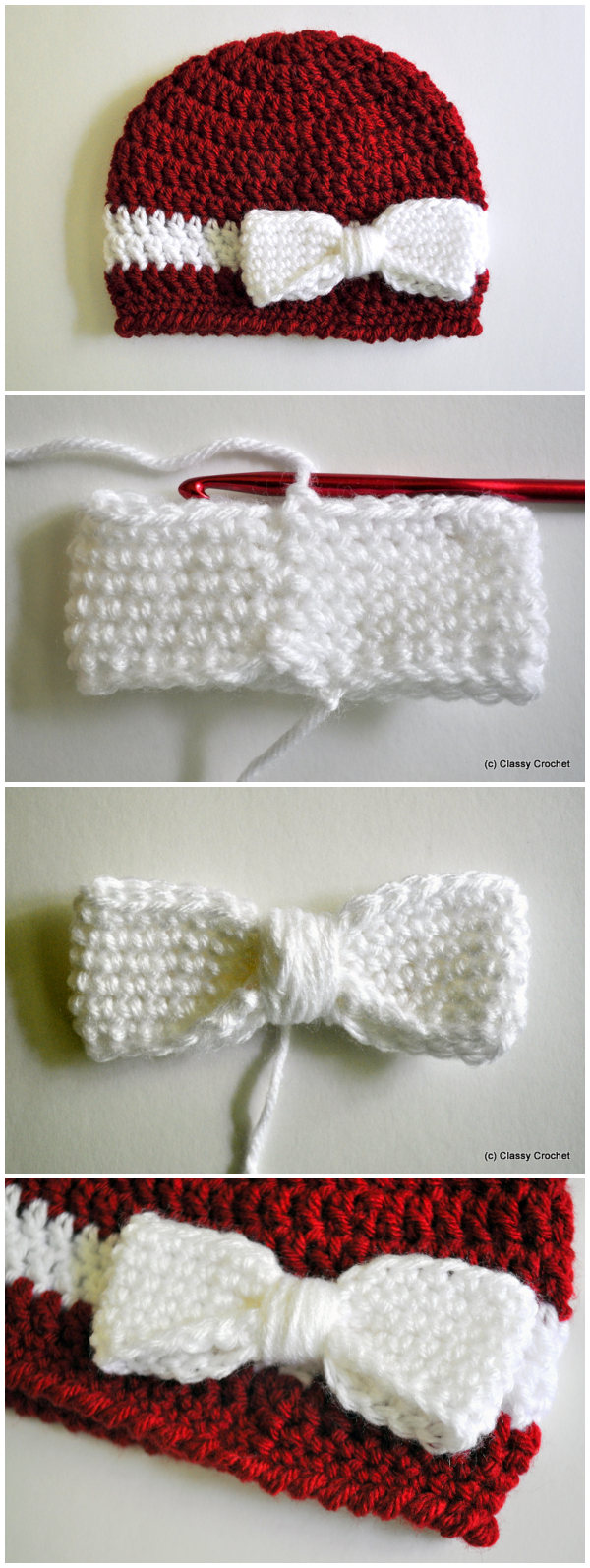 Crochet Bow and Ribbon Baby Hat