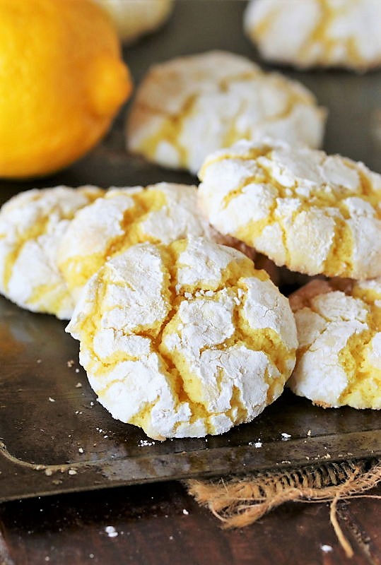 Lemon Crinkle Cake Mix Cookies The Kitchen is My Playground