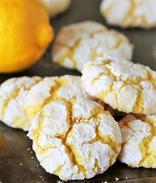 Lemon Crinkle Cake Mix Cookies The Kitchen is My Playground