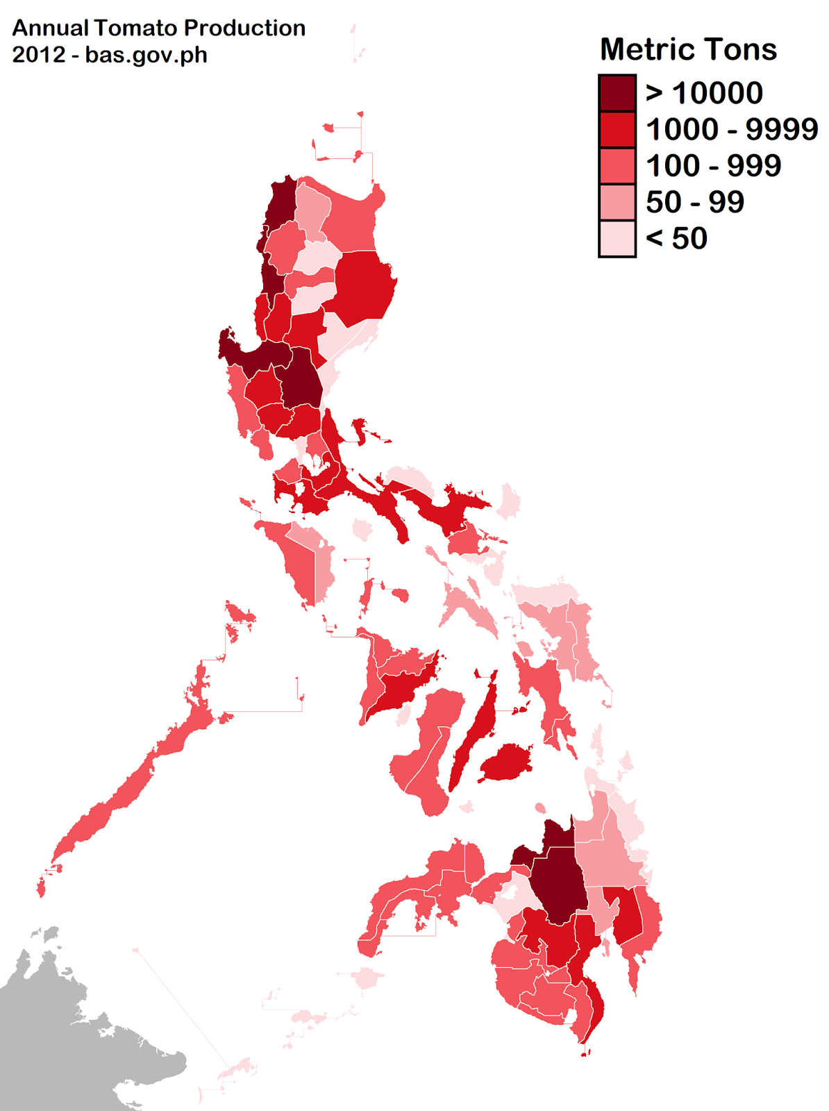 Philippine Geographic Philippine Provinces Annual Tomato Production 2012