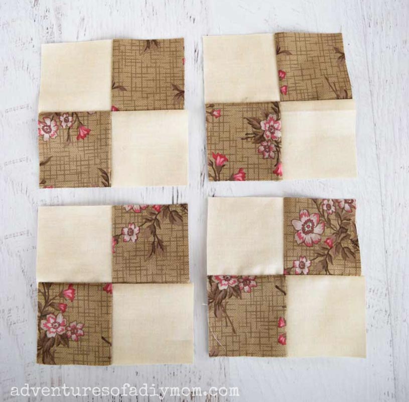 Four Patch Quilting Block from Strips Adventures of a DIY Mom