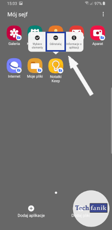Jak odinstalować aplikacje z sejfu?