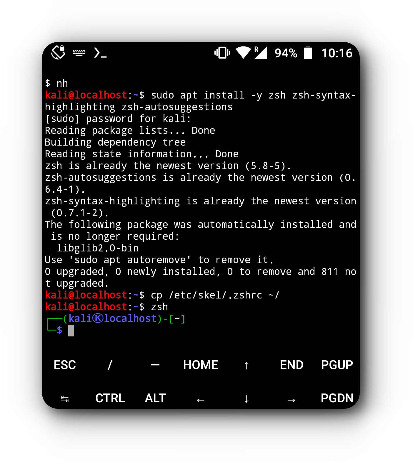 How To Install ZSH in Kali Linux And Kali Nethunter Linuxndroid