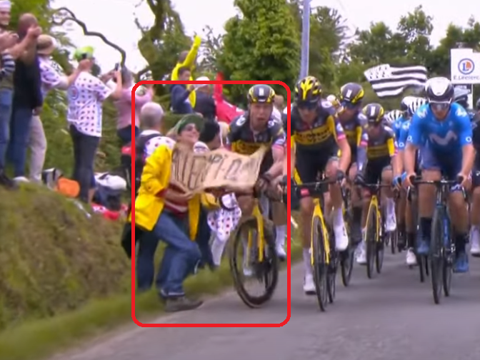 Tour de France Stage 1 Spectator sign triggers colossal crash