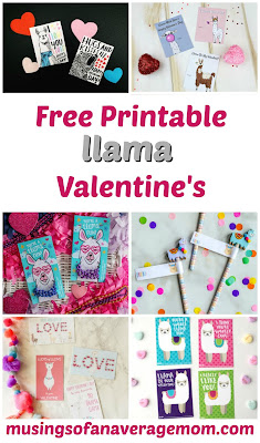 free printable llama valentines