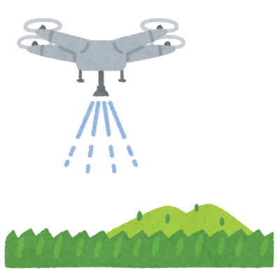 無料イラスト かわいいフリー素材集 農薬散布するドローンのイラスト