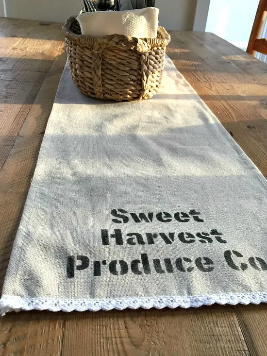 How to make a stenciled table runner from a store bought linen runner