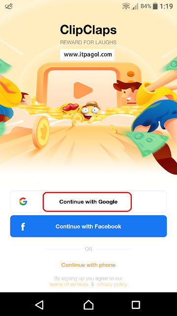 Click Continue with google.
