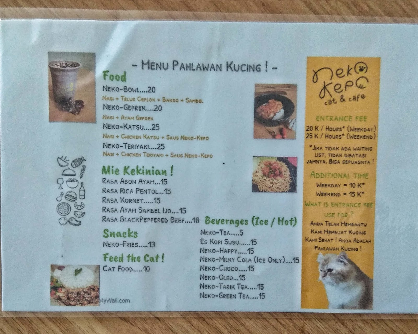 Neko Kepo Cat Cafe Menu Semarang Geena and Davis Blog