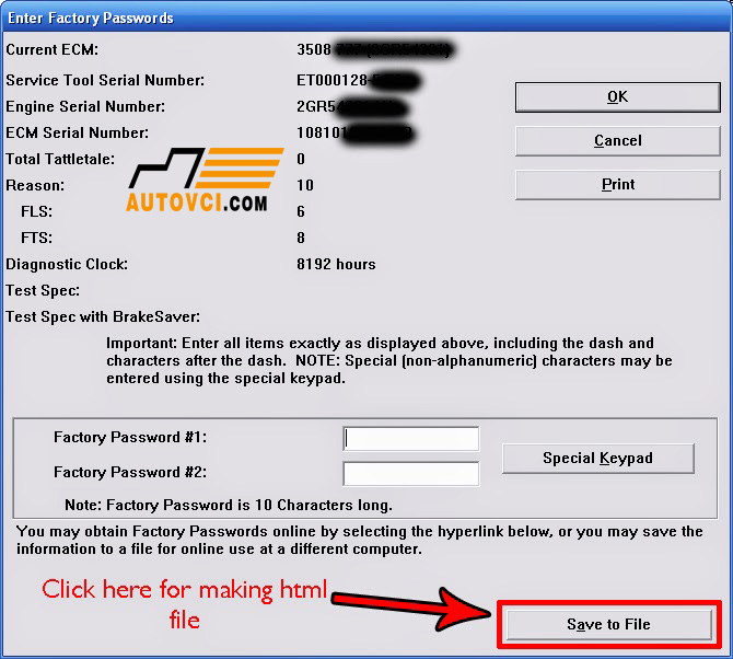 100 Caterpillar ET Factory Passwords Generator