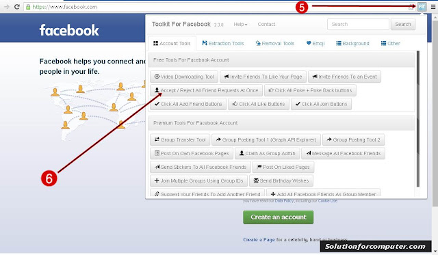 How to accept all facecbook friend request by single click.