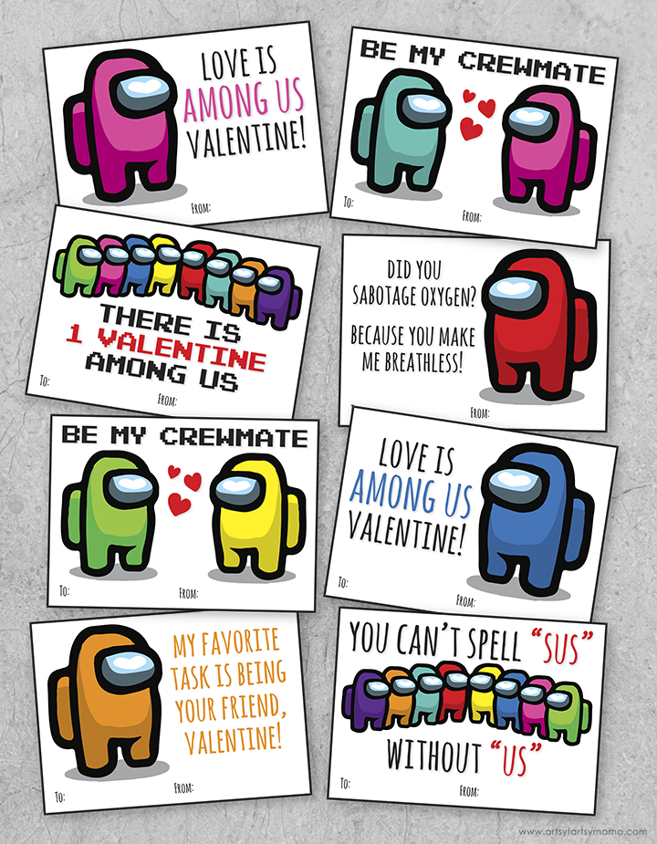 Among Us Valentine's Day Cards (Printable) – Fair Winds Teaching