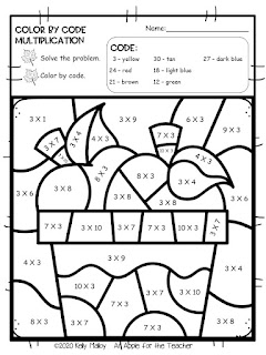 An Apple For The Teacher: Fall Color By Number Worksheets