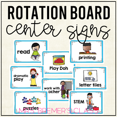 Kindergarten center rotation tips and signs for center rotation board for K-1