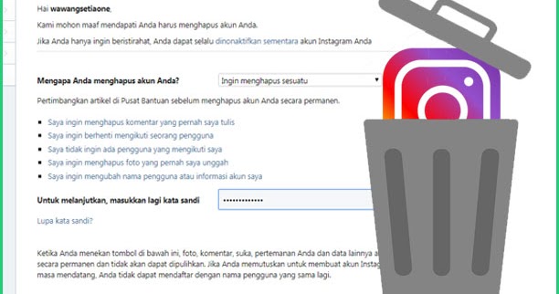 Cara Hapus Akun Instagram Permanen di HP - wawang.id