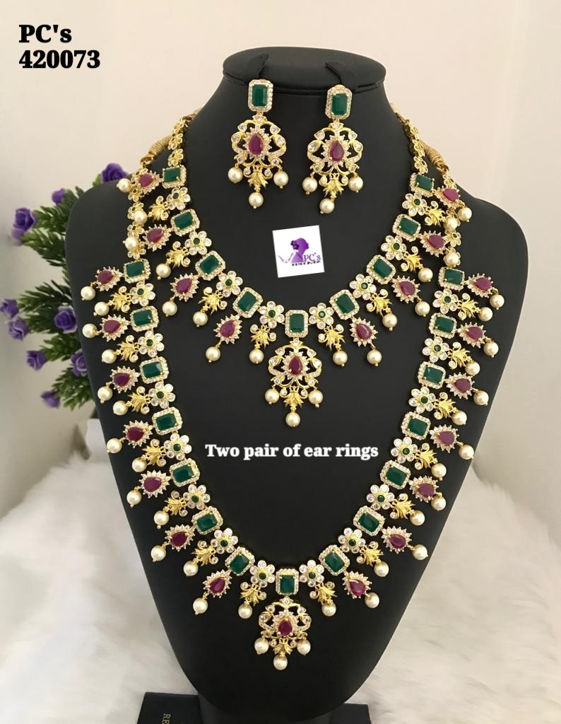 Long and Short Haram Necklace Set At Wholesale Rates - Indian Jewelry ...