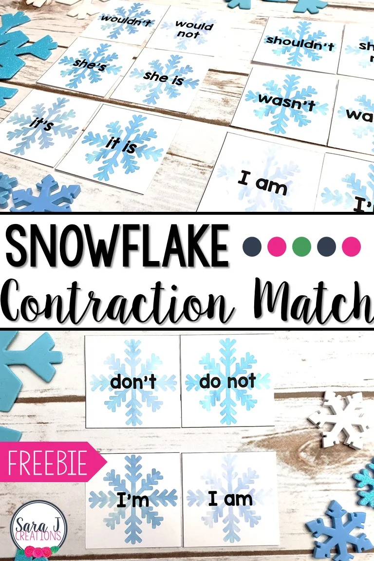 Free contractions matching game cards! So many activities you can do with this freebie. Make it a game and play memory or go fish. This is awesome grammar practice for kids in first grade or 2nd grade.
