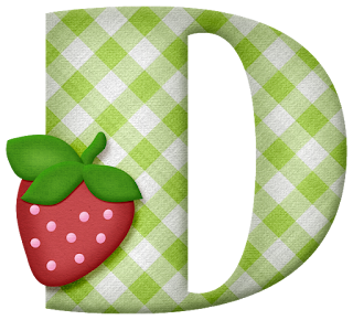 Alfabeto con Cuadros Verdes y Fresas. 