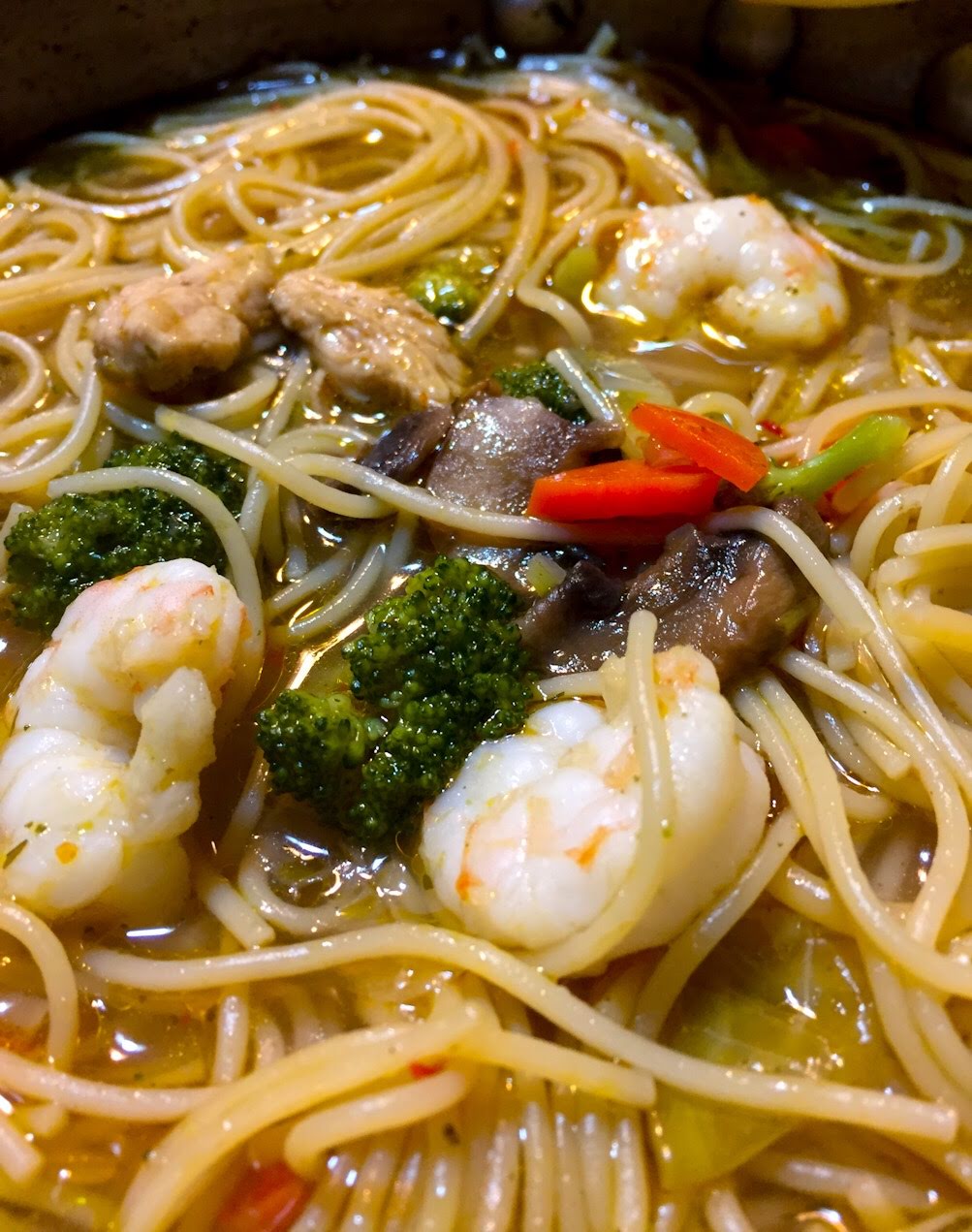 Ain't no cooking like Momma's: Spicy Thai Chicken and Shrimp Noodle Soup