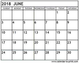 blank calendar june 2018 printable