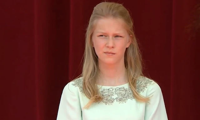 Queen Mathilde, Crown Princess Elisabeth, Prince Gabriel, Prince Emmanuel Princess Eleonore and Princess Delphine