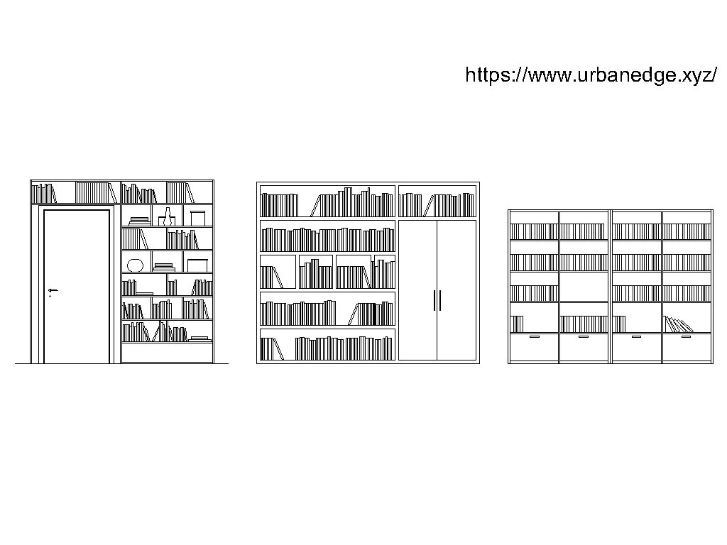 Library bookshelf cad blocks free download