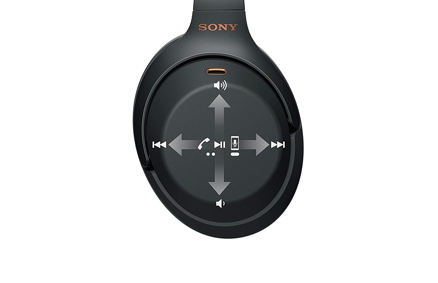 touch panel image of sony wh1000xm3 over ear heaphones