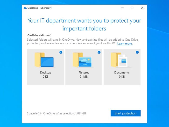 Solicitar a los usuarios que muevan las carpetas conocidas de Windows a OneDrive