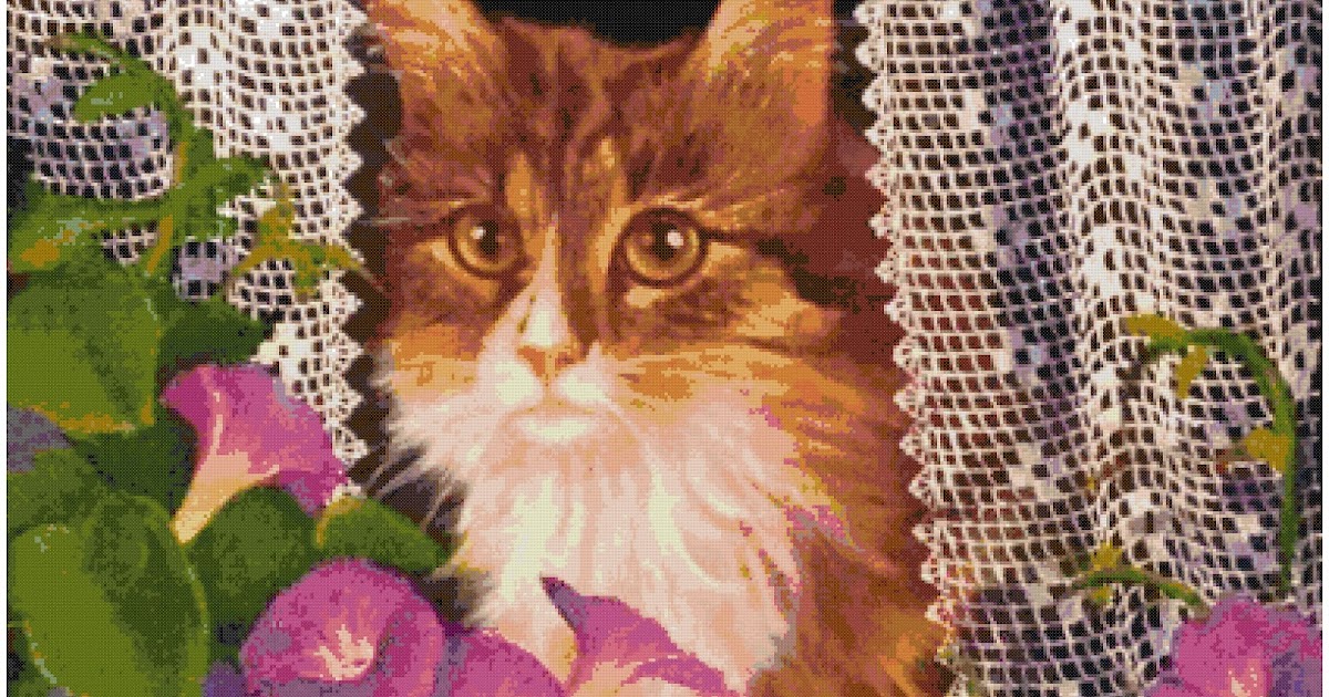 Cat face 2 counted cross stitch patterns printable chart pdf format