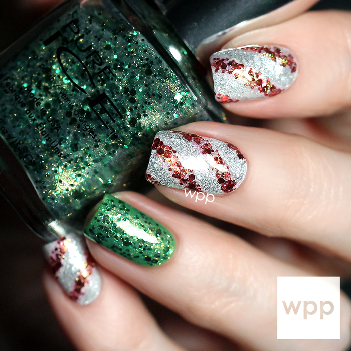 Pure Ice Holiday 2014 Candy Cane Nail Art
